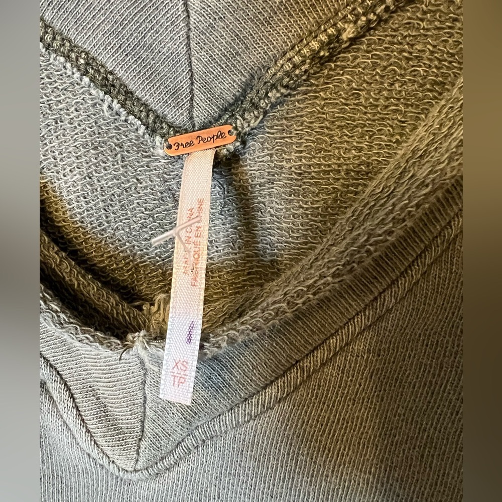 Free People No Frills Lace Inset V-Neck Pullover Sweatshirt - Picture 2 of 5